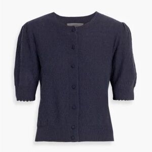 FRAME Navy Short-Sleeve Button-Front Sweater